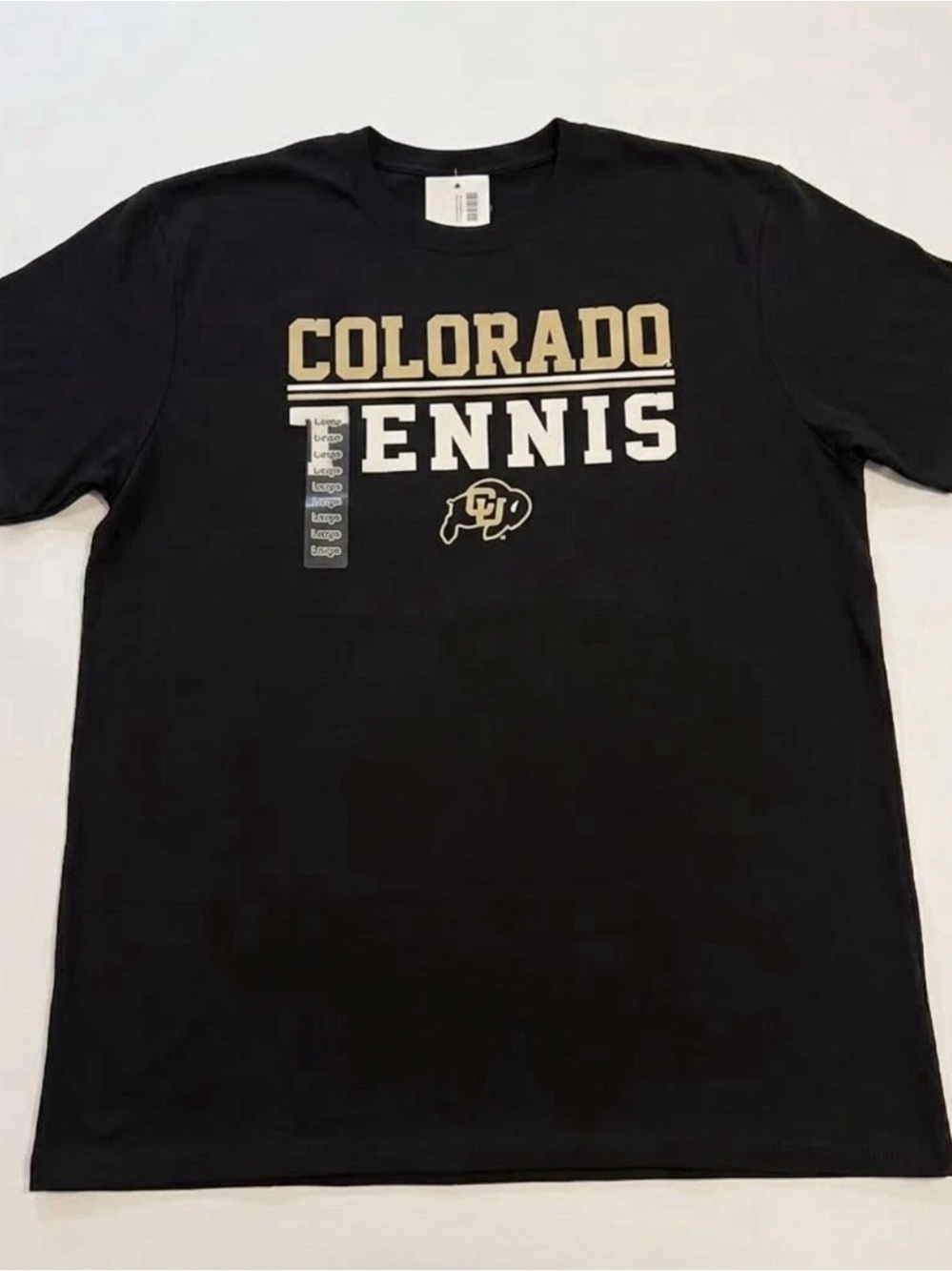 Colorado Buffaloes Tennis T-Shirt Black NCAA College CU Arch Logo Adult New Lrg